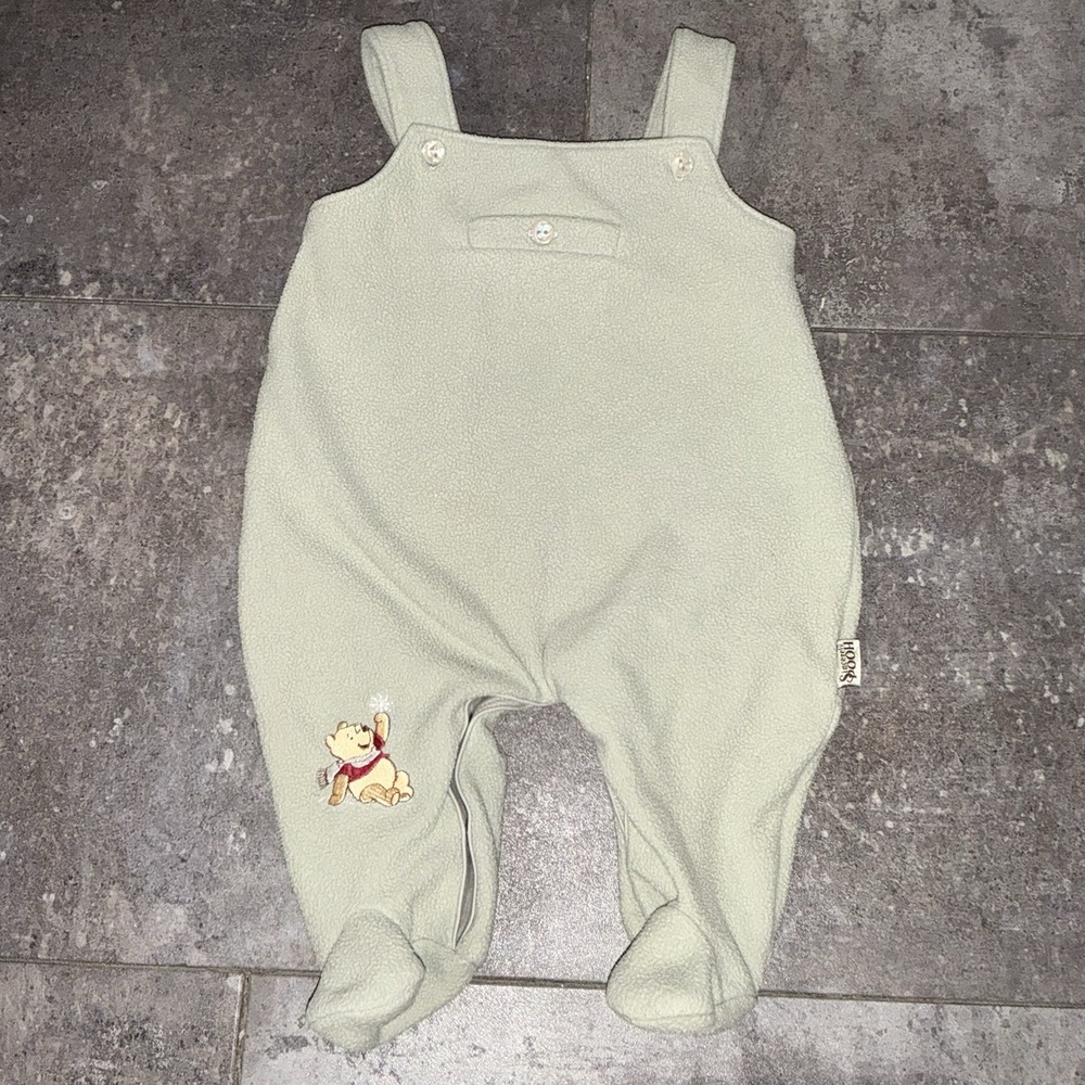 Vintage Winnie the Pooh Baby 0-3‎ Months Overalls Romper Bibs jumper Embroidered